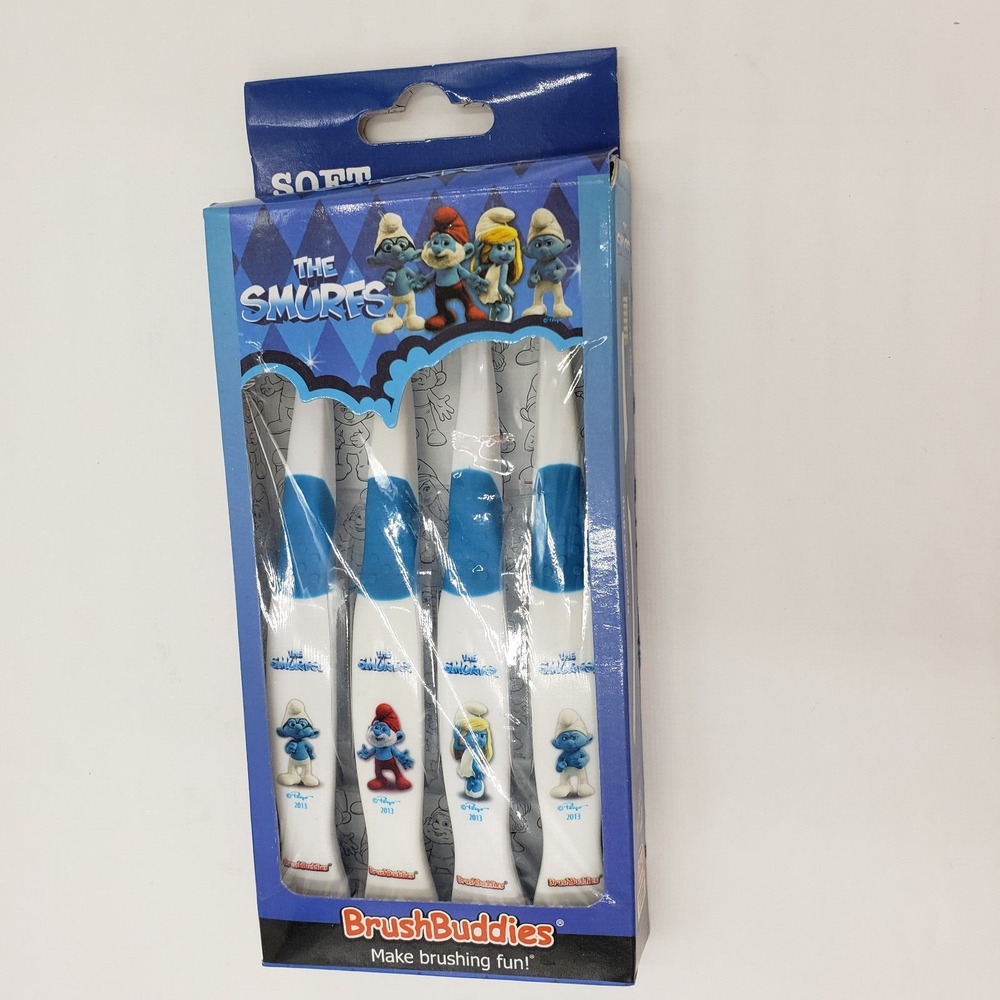 The Smurfs Toothbrushes 4-pack Childs BrushBuddies 2013 Movie Merchandise